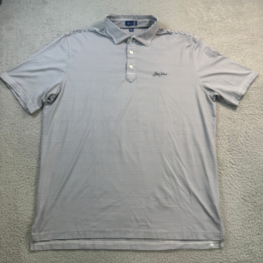 Stitch Golf Mens XL Navy Micro Stripe Sea Island Performance Polo Shirt